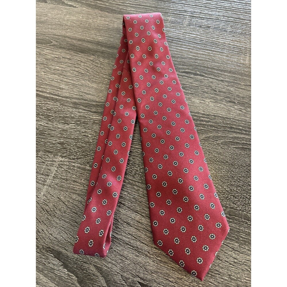Hathaway Vintage Made in the USA Silk Men Neck Tie Floral Maroon
